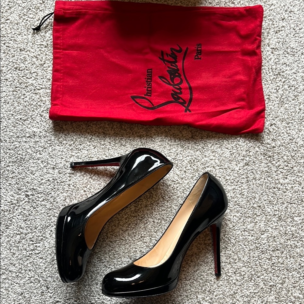 Christian Louboutin New Simple Black Black Pump 120 Patent